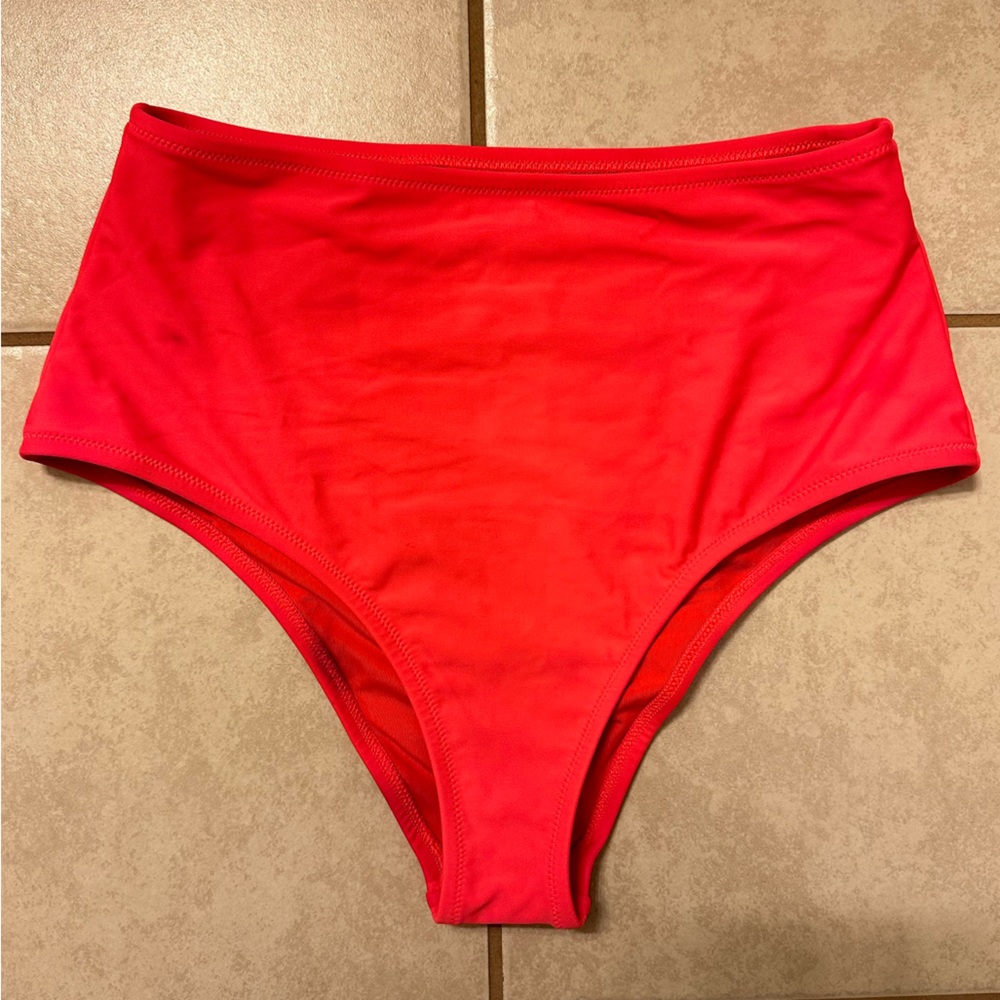 Aerie Swim, Aerie High Waisted Cheeky Bikini Bottoms, Hot Pink, Size Medium